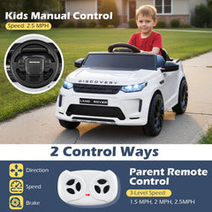 12V Licensed Land Rover Kids Ride On Car with 12.5 Inch Seat and One Button Start, White