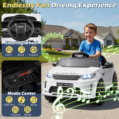 12V Licensed Land Rover Kids Ride On Car with 12.5 Inch Seat and One Button Start, White