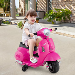 6V Licensed Vespa Kids Ride On Scooter with LED Headlight and Horn Sound, Pink