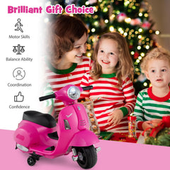 6V Licensed Vespa Kids Ride On Scooter with LED Headlight and Horn Sound, Pink