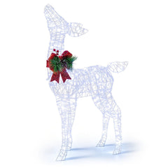 Lighted Christmas Deer Decorations with Cold White LED Lights-White
