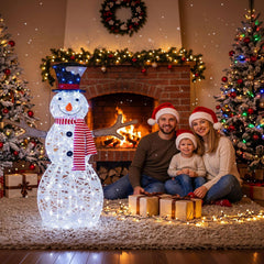 Lighted Snowman Christmas Decoration with Cold White LED Lights-White