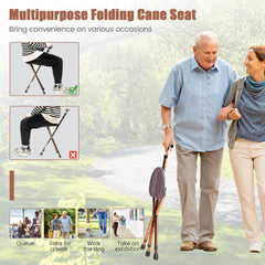 Lightweight Adjustable Folding Cane Seat with Light-Brown