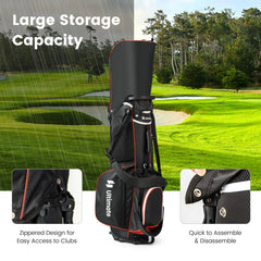 Lightweight Golf Stand Bag with 14 Way Top Dividers and 6 Pockets-Red