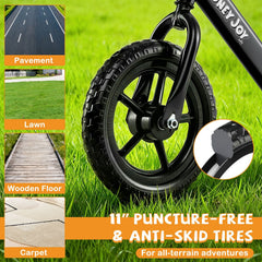Lightweight Toddler Balance Bike No Pedal Training Bicycle-Black