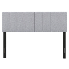 Linen Upholstered Headboard with Solid Wood Legs and Adjustable Width-Gray