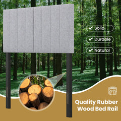 Linen Upholstered Headboard with Solid Wood Legs and Adjustable Width-Gray