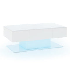 Living Room Deluxe Furniture Set-Accent Chair+Modular L-Shaped Sectional Sofa+LED Coffee Table