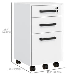 Lockable Vertical File Cabinet with Lock, 3 Drawer Filing Cabinet with Hanging Bars for Letter and A4 Size, Black