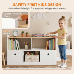 Toy Storage Organizer, Toy Organizers and Storage with 2 Movable Drawers and 3 Cubbies for Playroom, Nursery, White