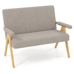 47 in Grey Sherpa Loveseat on Rubber Wood Legs, 105 Degree Slanted Back and 463 lb Capacity