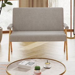 47 in Grey Sherpa Loveseat on Rubber Wood Legs, 105 Degree Slanted Back and 463 lb Capacity