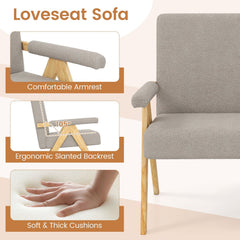 47 in Grey Sherpa Loveseat on Rubber Wood Legs, 105 Degree Slanted Back and 463 lb Capacity