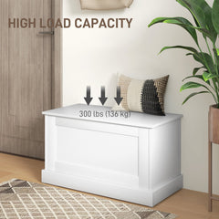 31.5 Inches Storage Chest, Storage Trunk with Safety Hinge, Wooden Box for Living Room, Natural Wood Grain
