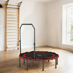 48" Foldable Rebounder Trampoline, Mini Trampoline Indoor with Adjustable Handle, Quiet and Safe Bungee Rebounder