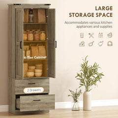 67" Tall Kitchen Pantry Storage Cabinet, Kitchen Pantry Cabinet with Doors, Drawers and Adjustable Shelves, Black