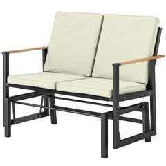 Outdoor Glider Bench for 2 Person, Patio Glider Loveseat with Thick Cushions for Garden Balcony Porch, Dark Grey