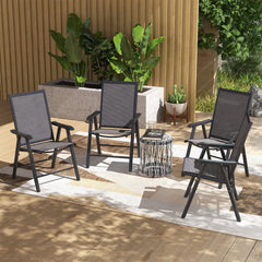 4-Piece Folding Chair Set for Relaxing on Patio Balcony Garden, Comfortable Outdoor Furniture with Armrests, Black