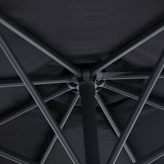 10' Deluxe Patio Umbrella Outdoor Market Parasol Banana Hanging Offset Sunshade Crank Cross Base Black