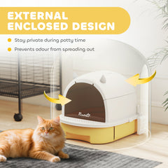 Cat Litter Box with Lid, Front Door Flap, Scoop, Handle, Easy Clean, for Small and Medium Cats, Green