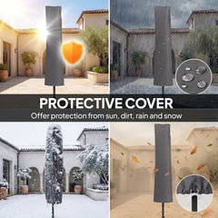 10 x 9.7 ft Offset Cantilever Patio Umbrella with Lights, Wind Rope, UPF50+ Outdoor Cantilever Parasol, Dark Grey