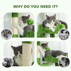 Cat Tree, 70" Multi-Level Cat Tower with 2 Condos, 2 Perches, Hammock, Toy Balls, Scratching Posts and Board, Dark Grey