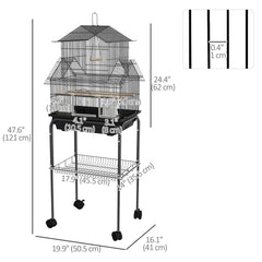 25" Bird Cage with Perch, Swing, Food Container, Slide-out Tray, Handle, Parrot Cage for Finches, Canaries, Budgies