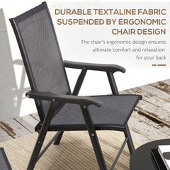 4-Piece Folding Chair Set for Relaxing on Patio Balcony Garden, Comfortable Outdoor Furniture with Armrests, Black