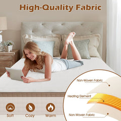 Machine Washable Electric Bed Warmer with Dual Controller 9 Heat Setting and 9-Hour Auto Off and Overheat Protection-King Size