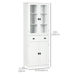 63" 4-Door Kitchen Pantry Cabinet, Freestanding Storage Cabinet Cupboard with Adjustable Shelves, Black