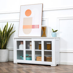Modern Kitchen Sideboard, Stackable Storage Cabinet, Sliding Glass Door Console, Cupboard Serving Buffet for Kitchen & Dining Room, Black