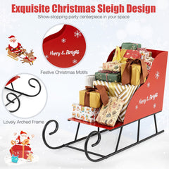 Metal Christmas Santa Sleigh Basket Xmas Santas Gift Storage Sleigh