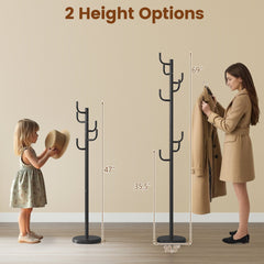 Metal Coat Rack Stand with 8 Sturdy Hooks and Metal Base