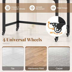 48 Inch Rolling Computer Desk with Heavy-duty Metal Frame for Home and Office-Natural