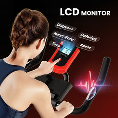 Upright Exercise Bike, Magnetic Resistance Stationary Bike with LCD Display, Indoor Cycling Bike for Home w/ Adjustable Resistance, Comfortable Seat Cushion