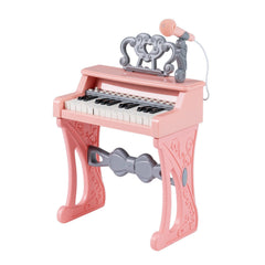 Mini Keyboard Piano for Kids 25 Keys Electric Piano with Stool for Toddlers 3+ Years Old-Pink