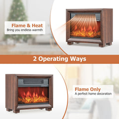 Mini Wooden Space Tabletop Fireplace with Realistic Flame Effect