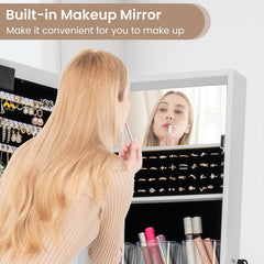 Mirror Jewelry Cabinet with 20 Warm Lights and 4 Tilt Angles-White