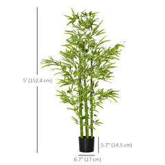 5FT Artificial Bamboo Tree Faux Decorative Plant in Nursery Pot for Indoor Décor