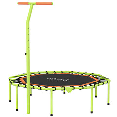 50" Foldable Mini Trampoline, Fitness Trampoline Rebounder with Bungee, Adjustable Handle Bar, Stable & Quiet