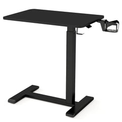 Mobile Standing Desk Height Adjustable Overbed Bedside Table with Cup Holder-Black