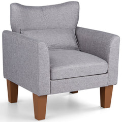 Modern Accent Chair with Removable Cushion & Pillow for Living Room-Gray