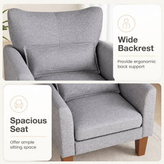 Modern Accent Chair with Removable Cushion & Pillow for Living Room-Gray