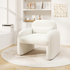 Modern Accent Chair with Waist Pillow and Armrests for Living Room Bedroom-Beige