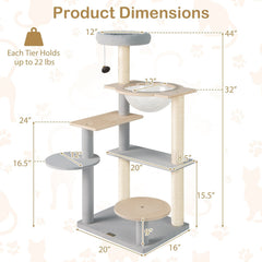 44 Inch Cat Tower with a Space Capsule and a Removable Padded Perch