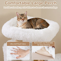 30.5 Inch White Cat Tower with a Two Storey Condo and Pear Wood Posts