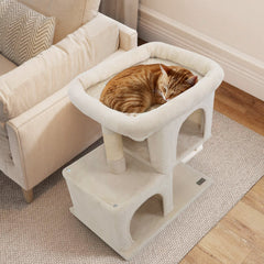 25.5 Inch Cat Tower with Two Stacked Condos and a 19 Inch Top Perch