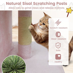 Pink Cat Tower 25.5 Inches with Two Condos and a Rimmed Top Perch