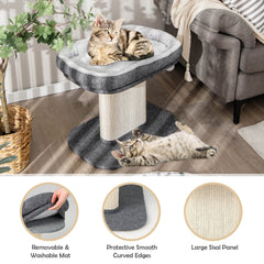 Grey Cat Perch 19.5 Inches with a Removable Mat and a Wide Sisal Panel