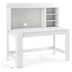 Modern Computer Desk with Hutch and Storage Shelves-White